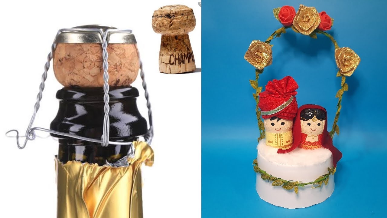DIY Bottle Cork How to make Wedding Anniversary cake topper by using bottle cork Best out of