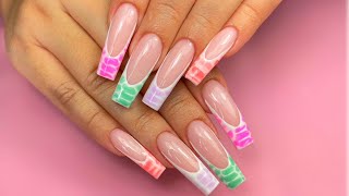 HOW TO: Pastel Crocodile French Nail Design | Acrylic Nails Tutorial