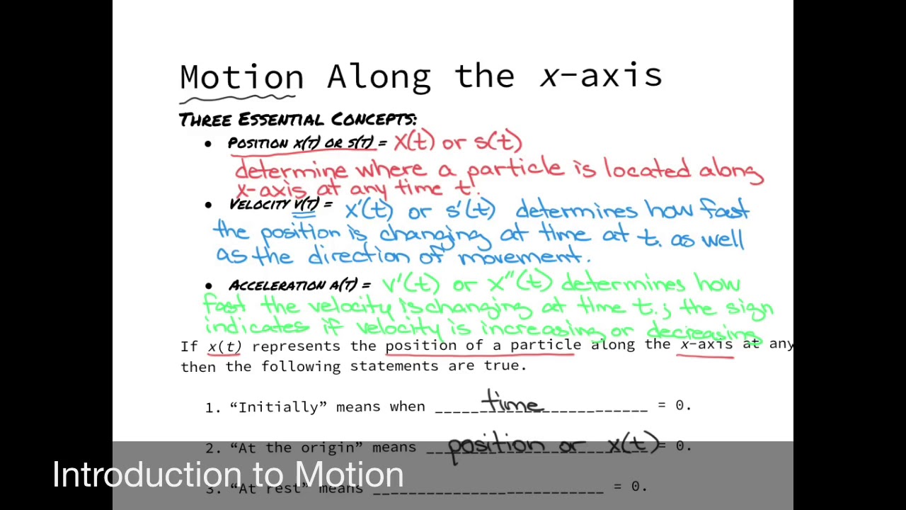 Motion Along an x-axis - YouTube