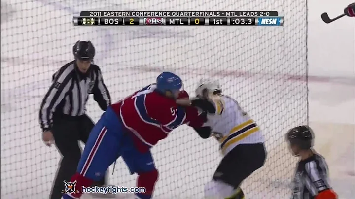 Andrew Ference vs Benoit Pouliot Apr 18, 2011