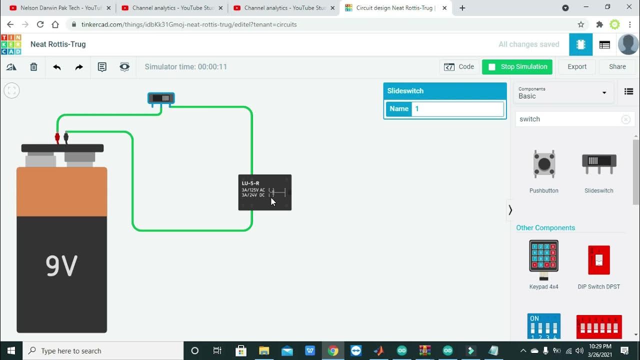 how to use relay in tinkercad | simulation of relay in tinkercad - YouTube