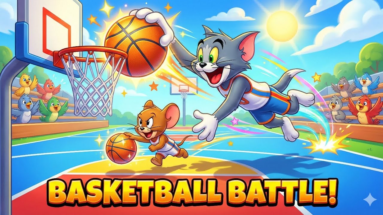 Tom & Jerry Playing Basketball 🏀😂 | Kids Poem & Cartoon Rhyme 🌟