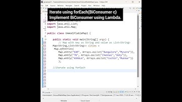 Iterate a map using forEach(BiConsumer con) #shristitechacademy