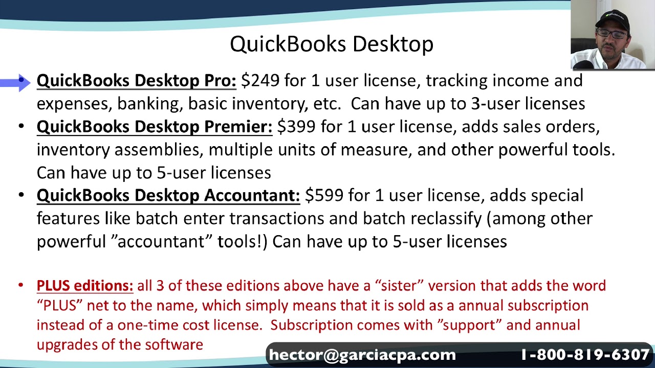 different quickbooks online versions