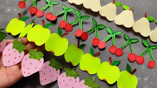 Easy Fruit paper chain / Border design | Paper chain decoration ideas | Bulletin board border design