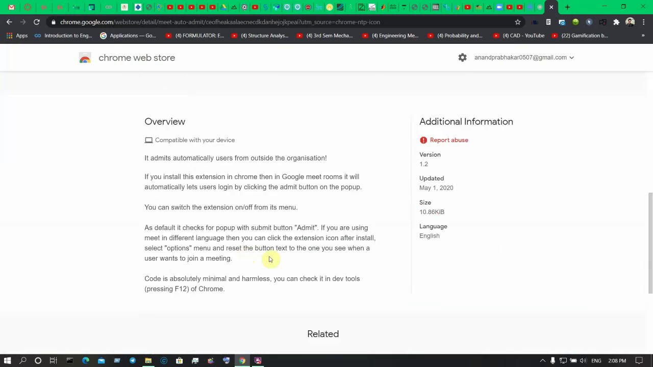 Using Auto admit extension in google meet YouTube