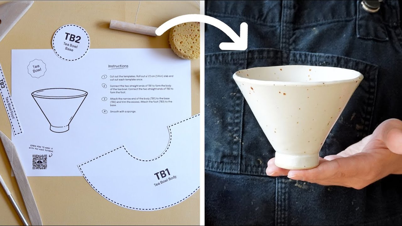 Easy tea bowl tutorial with slab pottery templates