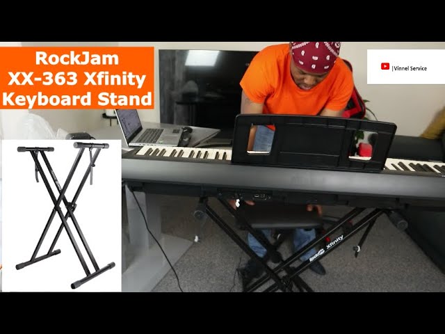 How to Set Up /Adjust the Height of RockJam XX-363 Xfinity Double Braced  Keyboard Stand & Overview 