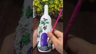 Part2 Turning a simple bottle into a tiny fairy house🏠#craft #bottleart #3dart #viral #handmade
