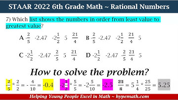 2022 Texas STAAR Math ~ 6th Grade (Converting Fractions, Decimals, and Percents) Part 2