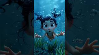 little girl underwater free driving| Cartoon video #shorts #underwater