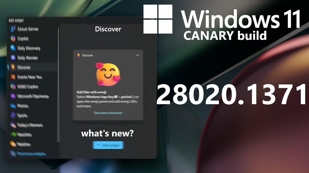 Windows 11 Canary Build 28020.1371 - What's New? - YouTube