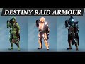 Destiny showcasing all hunter raid armor with ornaments
