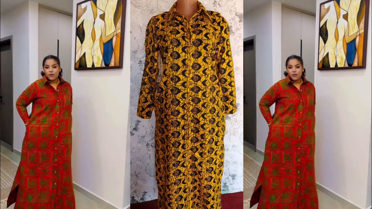 How To Cut and Sew A stylish A-Line Gown With Shirt Collar | Sewing Tutorial