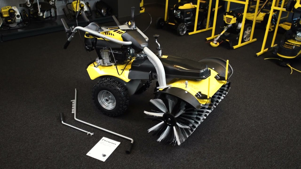 Видеоинструкция Champion: подметальная машина, комплектность, подготовка, запуск