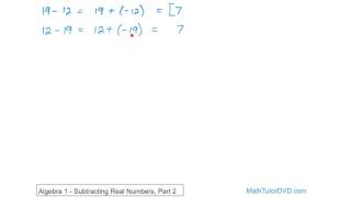 Algebra 1   Unit 2   Lesson 9   Subtracting Real Numbers, Part 2