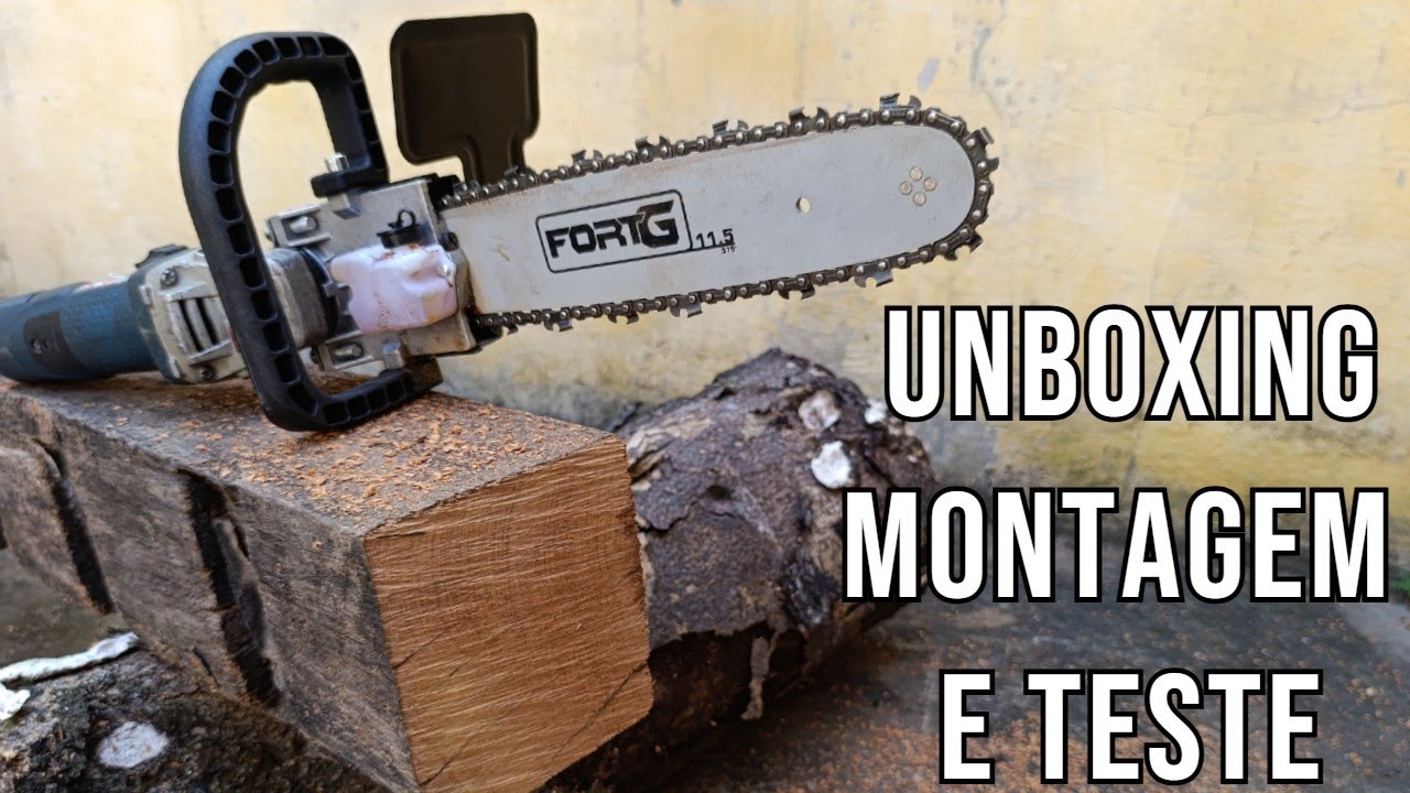 Unboxing, instruções de montagem e teste  adaptador de motoserra para esmerilhadeira fortG,