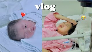 ENG) childbirth vlog🔥severely painful operation & fall in love with my baby🫶