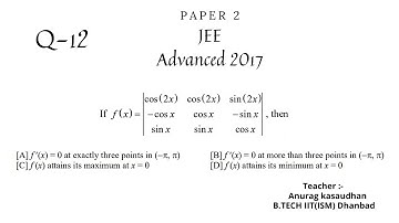 JEE Advanced 2017 Math Paper 2 (Q 12) solution | IIT JEE Maths | #jeeadvanced2017  #projecteducation