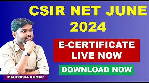 #CSIR NET JUNE 2024 CERTIFICATE IS LIVE NOW#HOW TO DOWNLOAD CSIR E CERTIFICATE JUNE 2024 #NTA CSIR