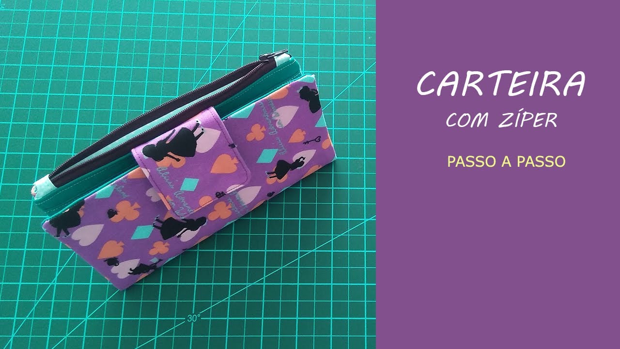 Carteira de tecido com zíper - passo a passo