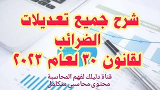 شرح التعديلات الضريبية الجديدة لقانون 30 لسنة 2023 الصادر 15 يونيو 2023 لضرائب الدخل