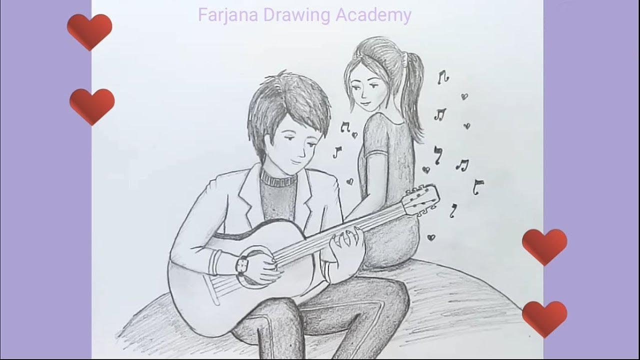 Valentine Couple Pencil Drawing Sketch - YouTube