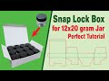 Snap lock box  carton for 12x20 gram jar die cut  template easy method tutorial  illustrator 2024