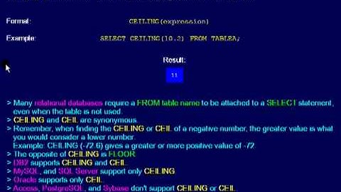 SQL 075 Numeric Scalar, CEILING, CEIL or How can I round values upward?