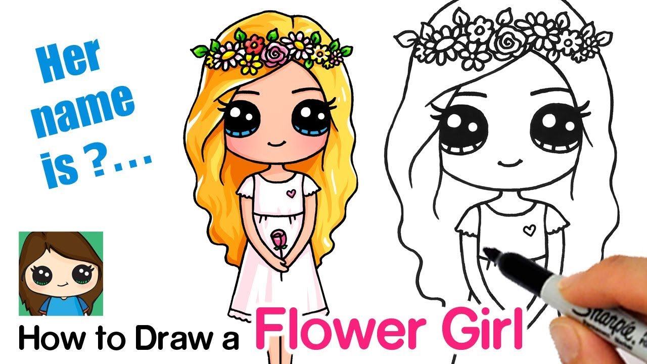 How to Draw a Flower Cute Girl | Snapchat Flower Crown Filter ...