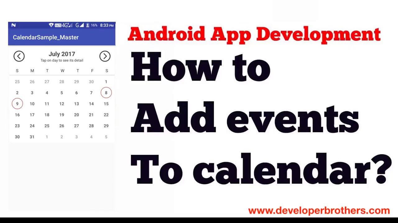 How to Add Events to Calendar Customisation in Android Studio by