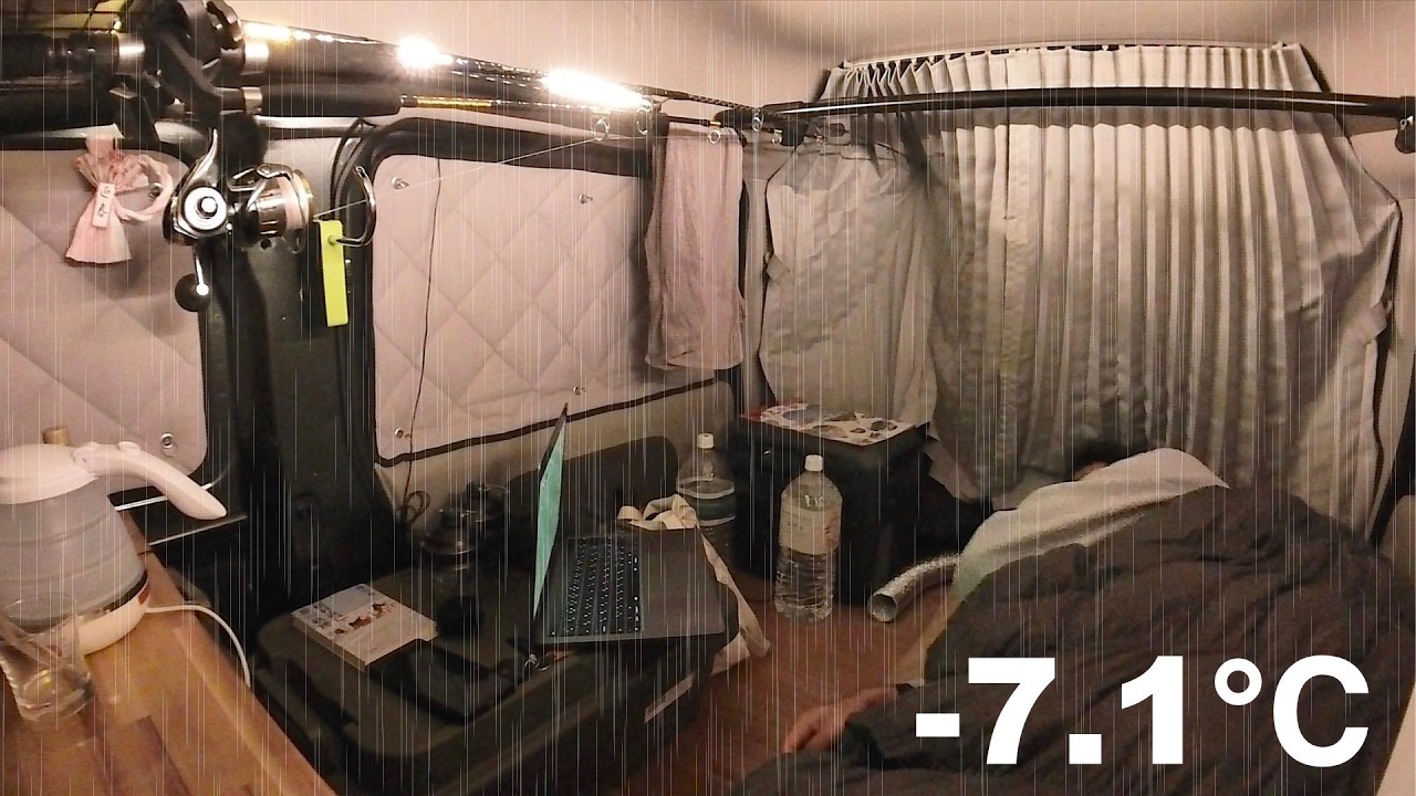 Кемпинг в замороженном фургоне: безработный мужчина, живущий в фургоне.