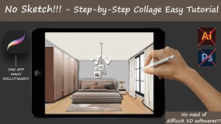 Bedroom Interior - No rendering software required !! Procreate Tutorial #art #interiordesign screenshot 4