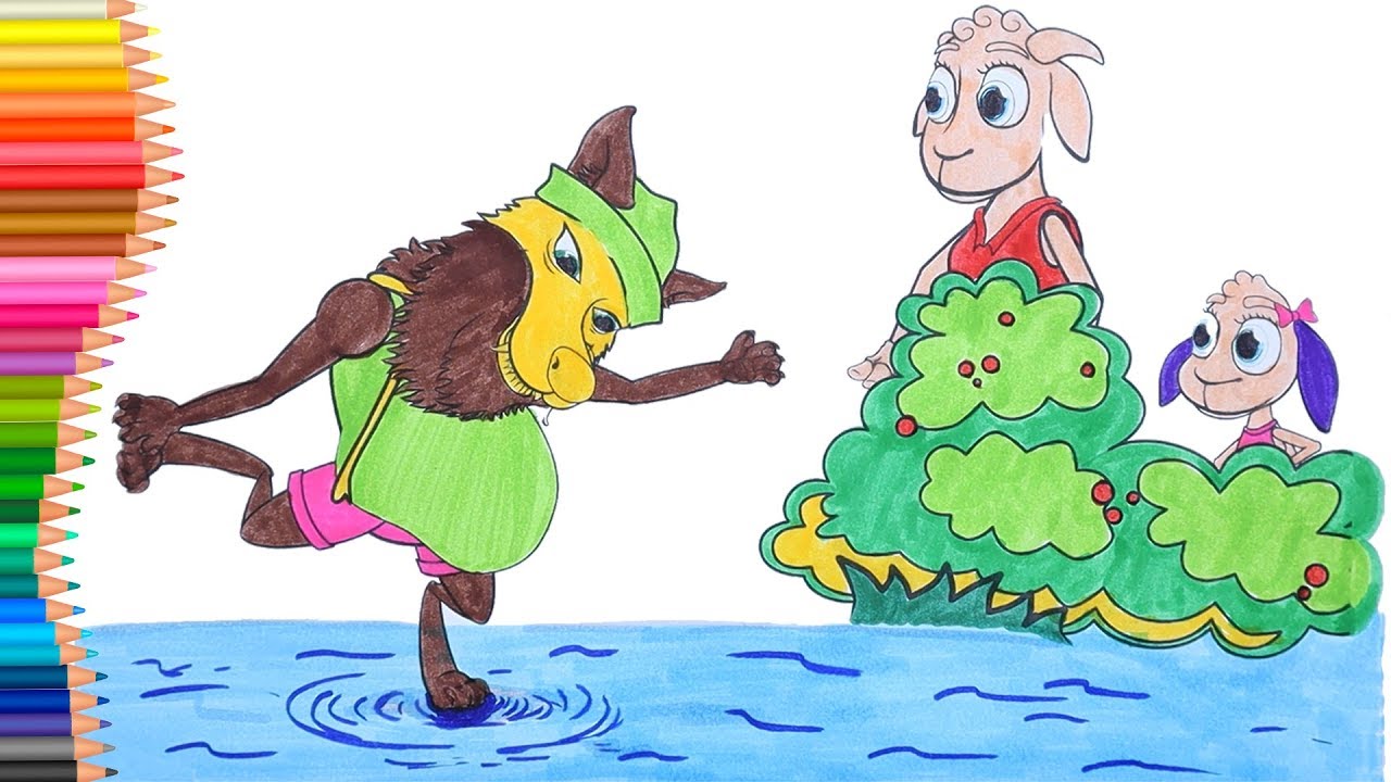 Dibujar y Colorea | Dibujos Para Niños | Aprender Colores | El Lobo y