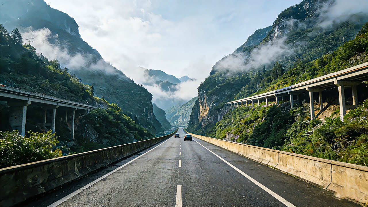China Road Trip: Driving from Zunyi to Chongqing, Amazing Road Construction - 4K