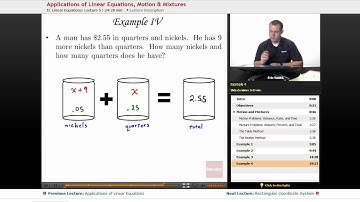 "Applications of Linear Equations, Motion & Mixtures" | Algebra 1 with Educator.com