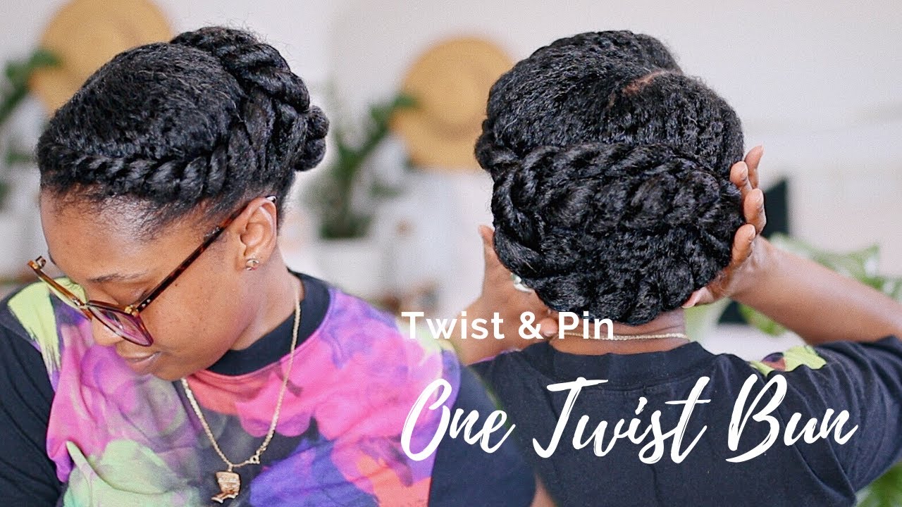 Simple One Flat Twist Bun on Natural hair