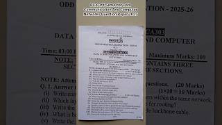 BCA 3rd Semester Data Communication And Computer Networks Question Paper 2025 #bca #coding #computer