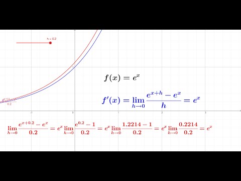 Hvordan man illustrerer den afledte af naturlig eksponentiel funktion.