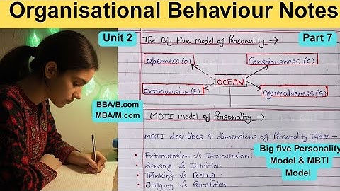 Organisational Behaviour | Unit 2 | Big Five Personality Traits | MBTI Model of Personality