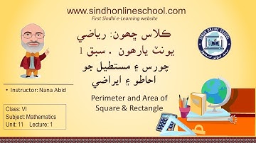 Area & Perimeter| Mathematics Class 6| Unit 11| Lecture 1| by Nana Abid| Sindh Online School