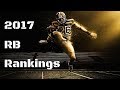 2017 Fantasy Football RB Rankings by Tier