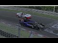 Dallara LMP2 at Nordschleife Snaking throught Slow Traffic