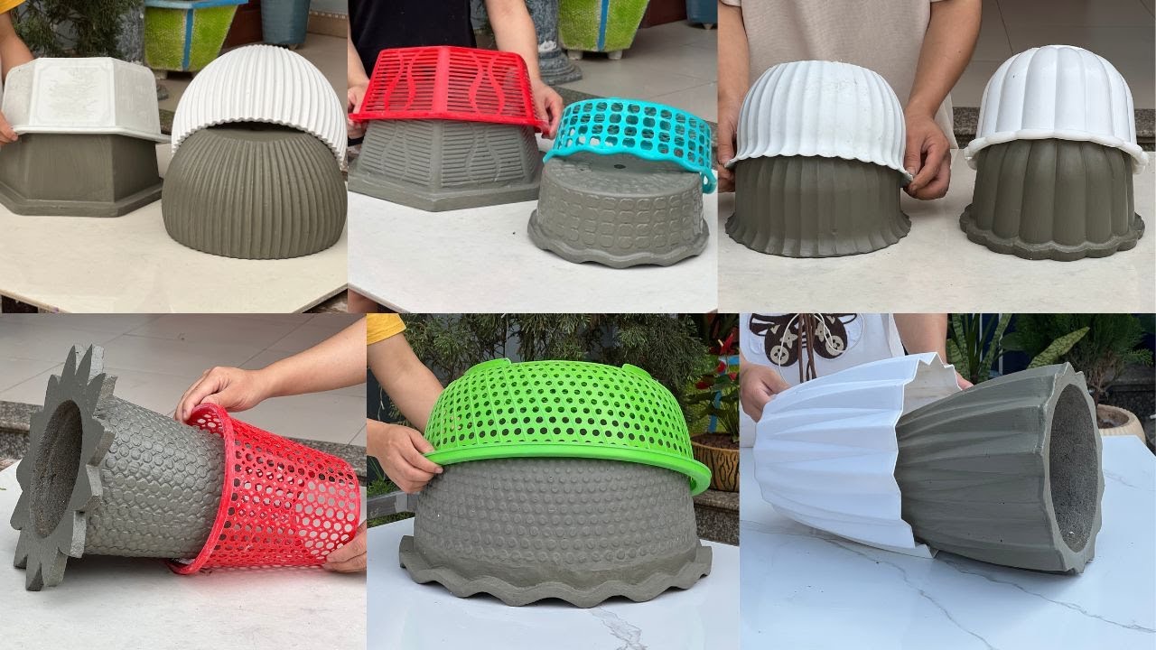 6 Project  Beautiful  Plant Pots From Cement - Great Idea For The Garden