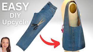 How to make a Lined Denim Jeans Hobo Bag  NO zipper  Easy DIY