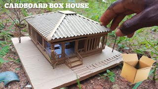 Easy DIY Cabin House Made Out of Cardboard