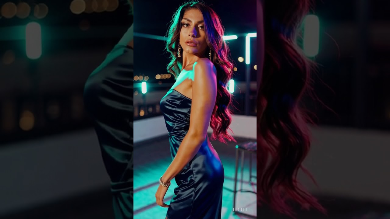 Outfit Midnight Blue Satin Cocktail Dress & Stockings | Rooftop Glamour 2025 ✨ 