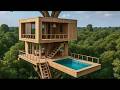 Real Life Building Secret Modern Treehouse Private Pools Next in Jungle In 69Days Survival Man