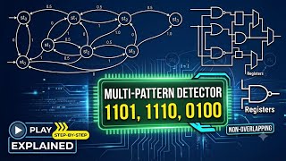 Moore Non-Overlapping Sequence Detector | Detect 1101, 1110 & 0100 | Multi Sequence FSM Design