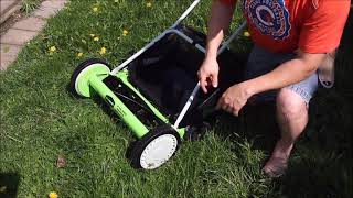 Greenworks 20 Inch Manual Push Reel Lawn Mower with grass catcher | Lawn Care and Gardening